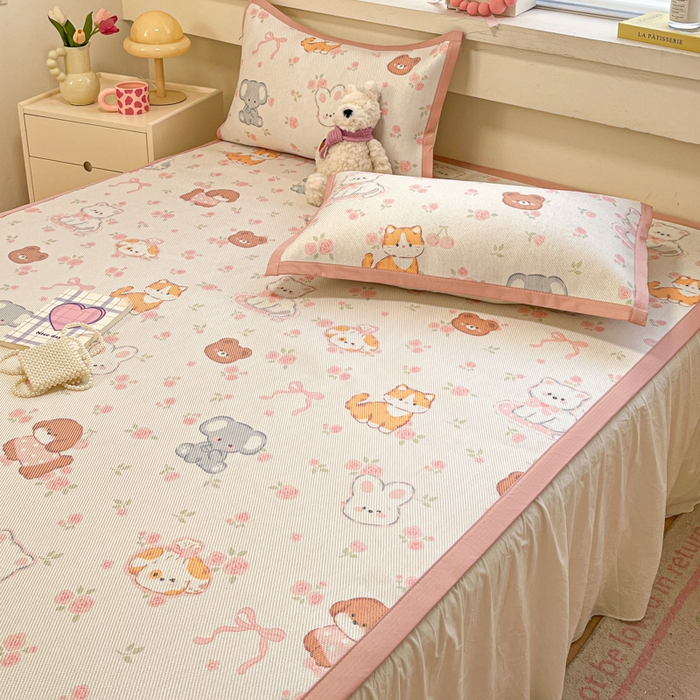 91家纺网 家纺一手货源 找家纺 （总）慕澄家纺 2025新款小清新印花真冰藤系列凉席床席款