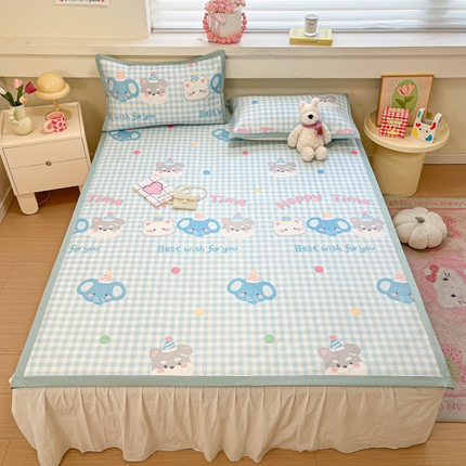 慕澄家纺 2025新款小清新印花真冰藤系列凉席床席款 床席-趣乐园