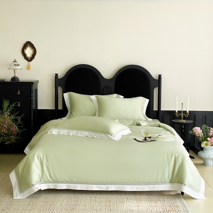 91家纺网 家纺一手货源 找家纺 云栖家居 2025天丝棉镂空四件套-观夏 观夏-绿