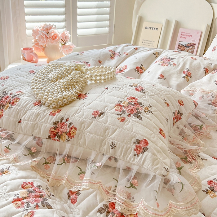 91家纺网 家纺一手货源 找家纺 网红馆 2025新款水洗棉印花床盖四件套 繁花似锦