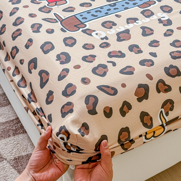 91家纺网 家纺一手货源 找家纺 2025新款全棉床单床笠 豹纹狗 床笠款