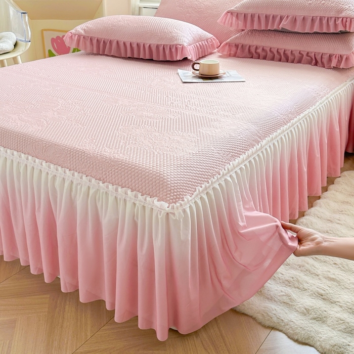 91家纺网 家纺一手货源 找家纺 （总）2025新款冰豆豆凉感床裙凉席席子-花之恋系列冰豆豆床裙凉席-花之恋系列