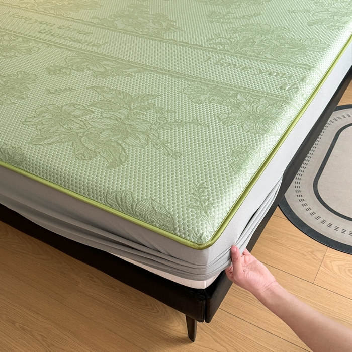 91家纺网 家纺一手货源 找家纺 2025新款凉感冰豆豆凉席床笠凉席席子-花之恋系列凉豆豆床笠花之恋系列 花之恋-绿色