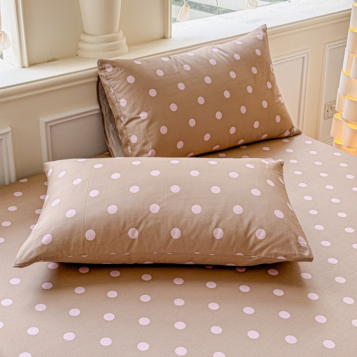 91家纺网 家纺一手货源 找家纺 2025新款全棉床单床笠 复古紫波点 床笠款