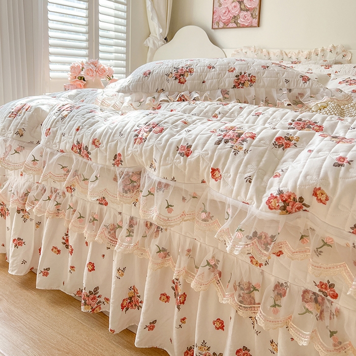 91家纺网 家纺一手货源 找家纺 网红馆 2025新款水洗棉印花床盖四件套 繁花似锦