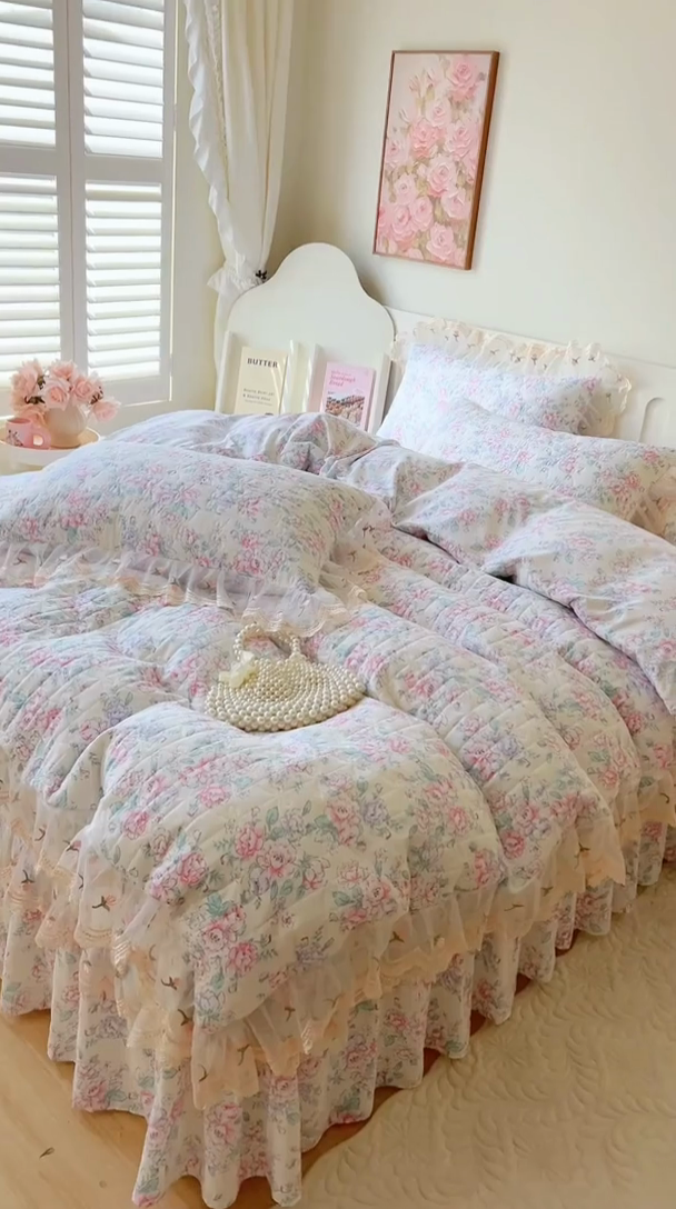 91家纺网 家纺一手货源 找家纺 网红馆 2025新款水洗棉印花床盖四件套 罗拉