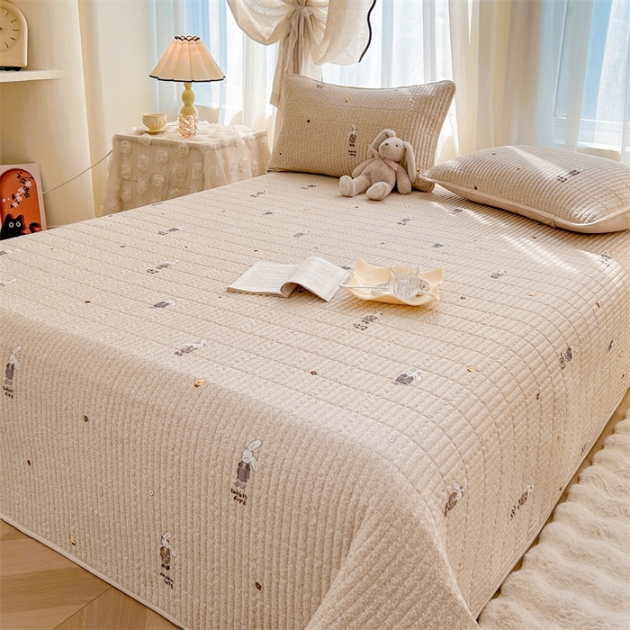 91家纺网 家纺一手货源 找家纺 恒爱 2025新款全棉印花单床盖 公子兔-浅咖