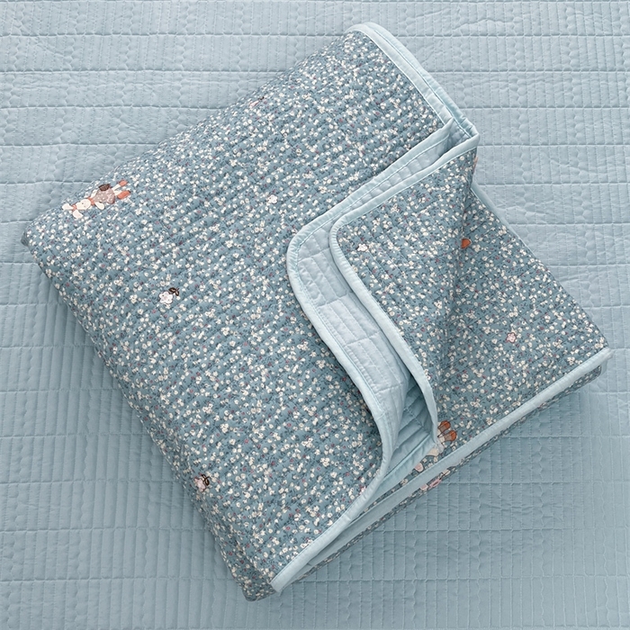 91家纺网 家纺一手货源 找家纺 恒爱 2025新款全棉印花单床盖 公主兔-蓝