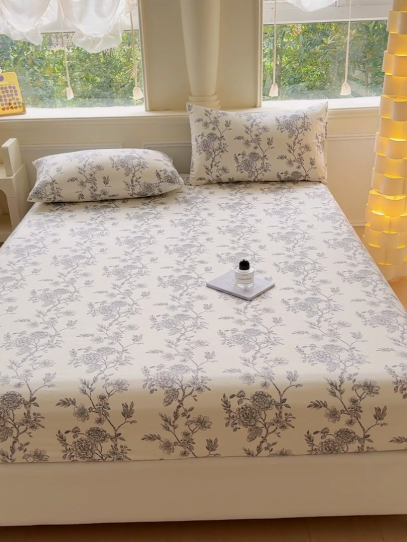 91家纺网 家纺一手货源 找家纺 2025新款全棉床单床笠 白茶 床笠款