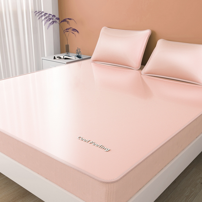 91家纺网 家纺一手货源 找家纺 2025新款云母冰川凉席床笠 云母冰川-粉（床笠）