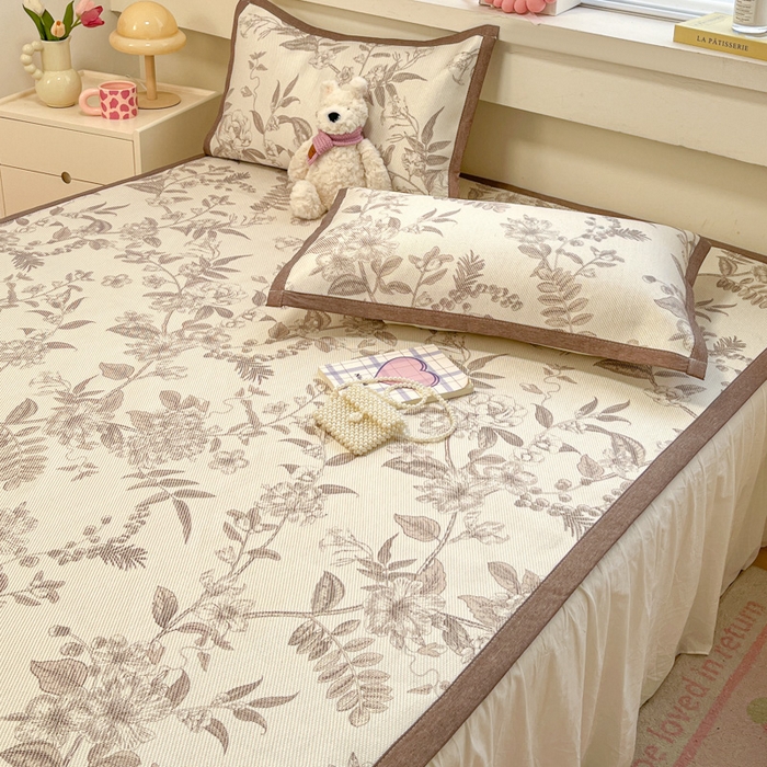 91家纺网 家纺一手货源 找家纺 慕澄家纺 2025新款小清新印花真冰藤系列凉席床席款 床席-树屿