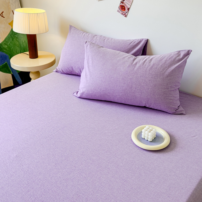 91家纺网 家纺一手货源 找家纺 2025新款全棉色织水洗棉床单床笠 魅紫 床笠款