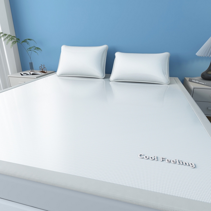 91家纺网 家纺一手货源 找家纺 2025新款云母冰川凉席床笠 云母冰川-灰（条席）