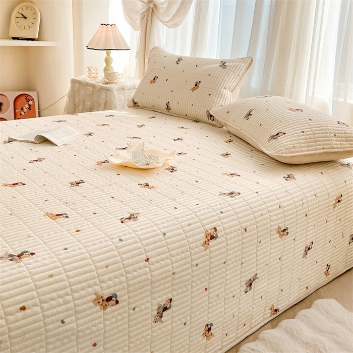 91家纺网 家纺一手货源 找家纺 恒爱 2025新款全棉印花单床盖 牛仔狗狗