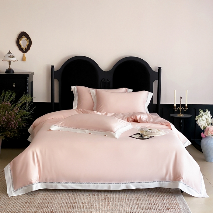 91家纺网 家纺一手货源 找家纺 云栖家居 2025天丝棉镂空四件套-观夏 观夏-粉