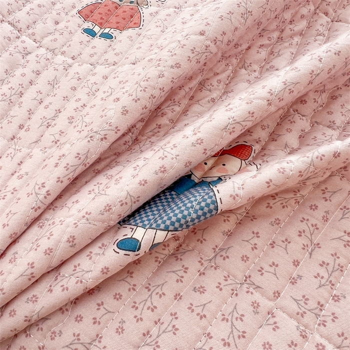 91家纺网 家纺一手货源 找家纺 恒爱 2025新款全棉印花单床盖 公主兔-豆沙