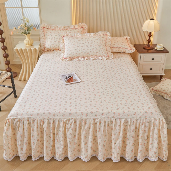 91家纺网 家纺一手货源 找家纺 2025新款韩版全棉公主风床裙单品 夕颜