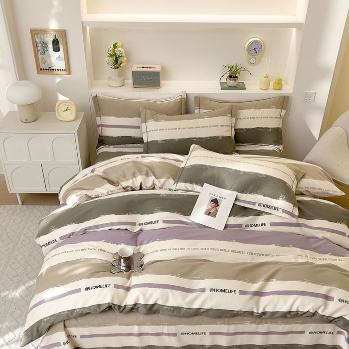 91家纺网 家纺一手货源 找家纺 优品阁 2024新款全棉磨毛四件套 畅想-灰