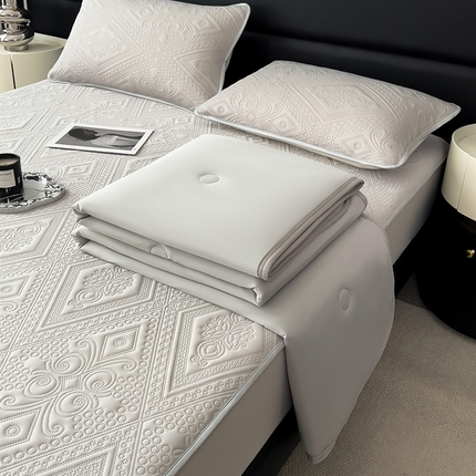 世纪绒品 2025新款A类凉感压花单床笠单夏被 星月浅灰-单夏被