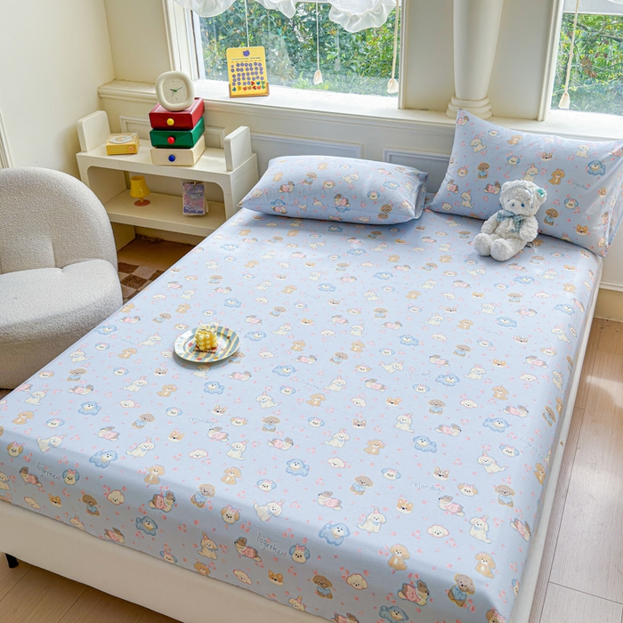 91家纺网 家纺一手货源 找家纺 2025新款全棉床单床笠 小奶狗 床笠款