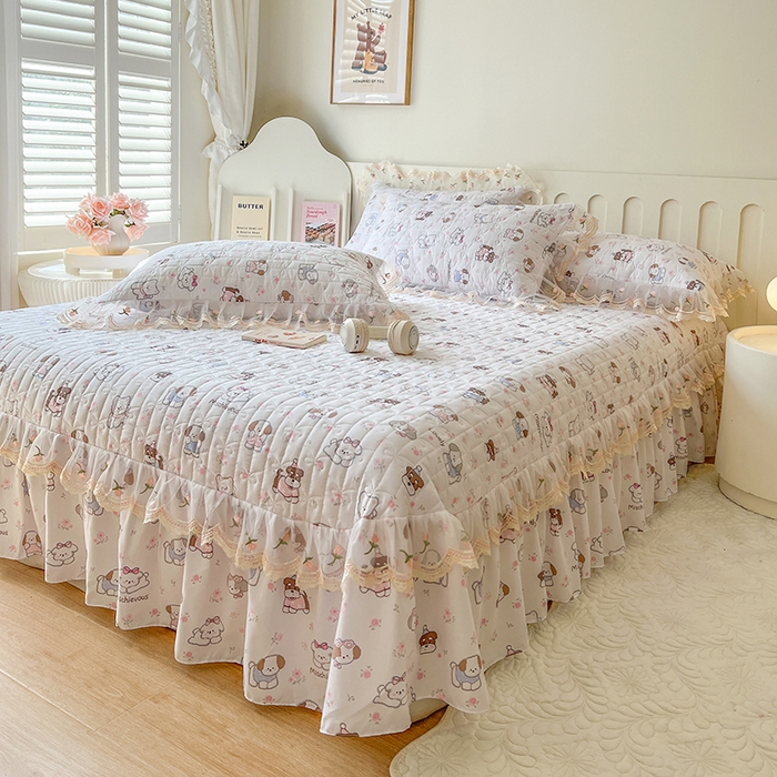 91家纺网 家纺一手货源 找家纺 网红馆 2025新款水洗棉印花床盖四件套 汪汪乐园