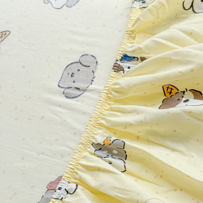 91家纺网 家纺一手货源 找家纺 2025新款全棉床单床笠 狗狗家族 床笠款