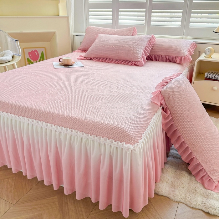 91家纺网 家纺一手货源 找家纺 （总）2025新款冰豆豆凉感床裙凉席席子-花之恋系列冰豆豆床裙凉席-花之恋系列