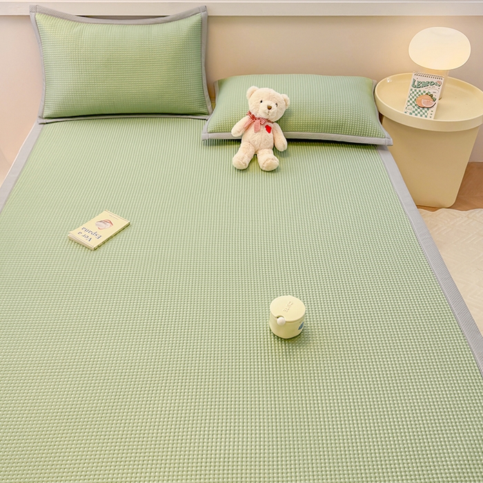 91家纺网 家纺一手货源 找家纺 金盛纺 2025新款冰豆豆凉席-床席款 华夫格-绿