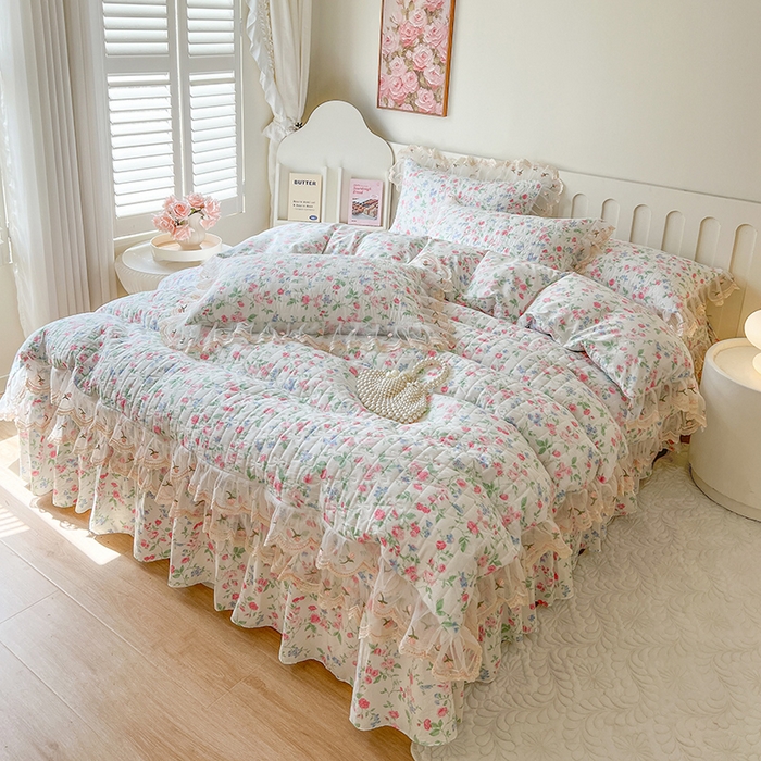 91家纺网 家纺一手货源 找家纺 网红馆 2025新款水洗棉印花床盖四件套 春不晚