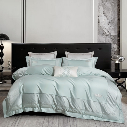 91家纺网 家纺一手货源 找家纺 蒂爵 2025新款居家长绒棉提花四件套南法佳人系列 薄荷绿