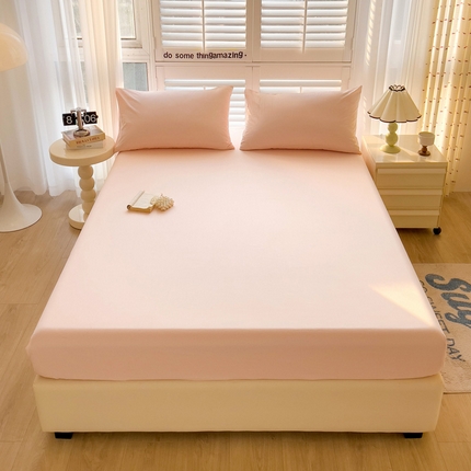 91家纺网 家纺一手货源 找家纺 禧缘家纺（原梦想家） 2025新款全棉40s纯色13372系列单床笠 樱花粉