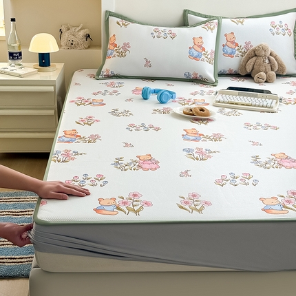 91家纺网 家纺一手货源 找家纺 （总）懒猫家纺 2025新款凉感斜纹床席款床笠款凉席-床笠款