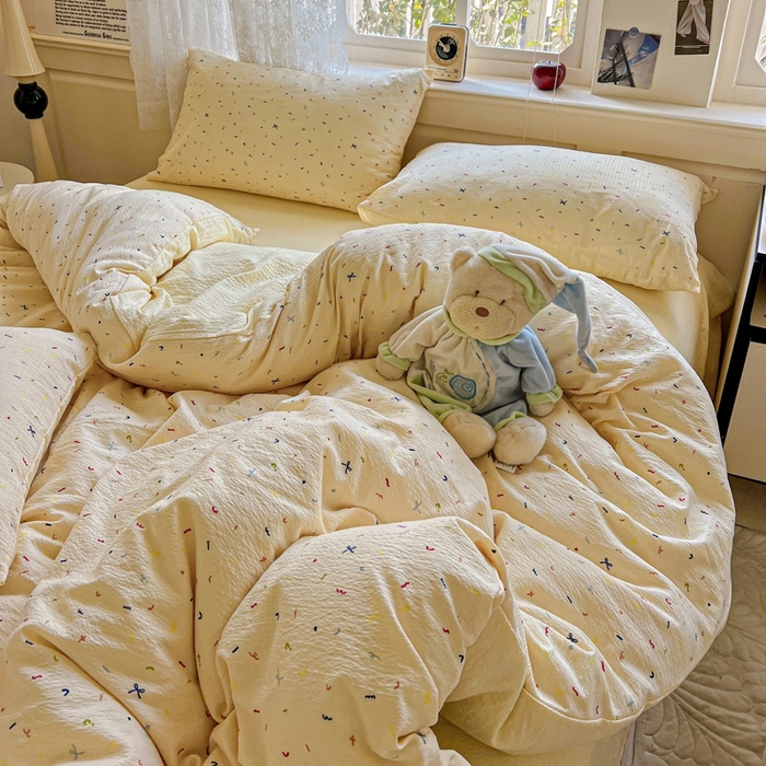 91家纺网 家纺一手货源 找家纺 （总）仟网汇 2025新款云感皱皱纱简单款四件套