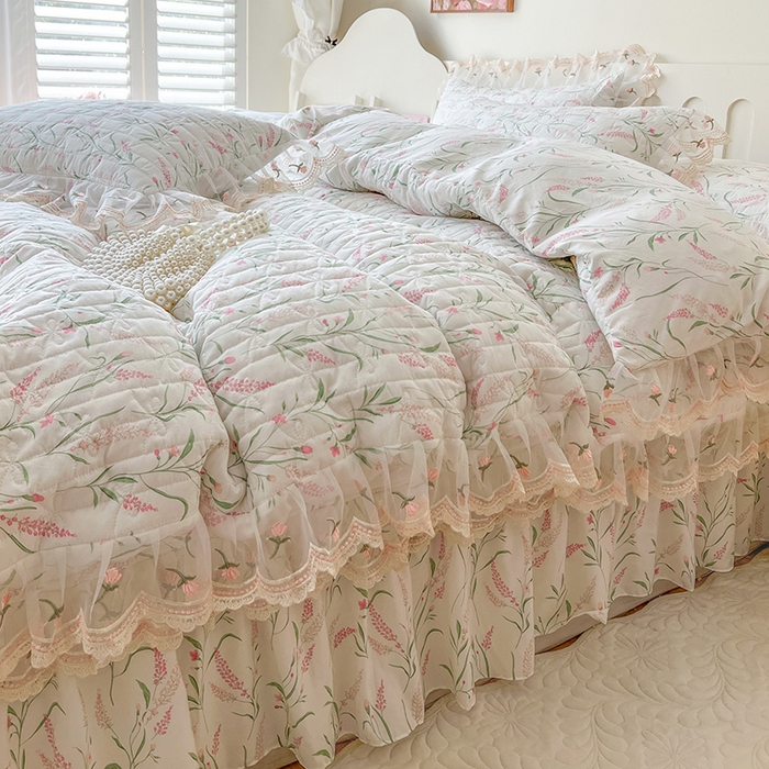 91家纺网 家纺一手货源 找家纺 网红馆 2025新款水洗棉印花床盖四件套 罗拉