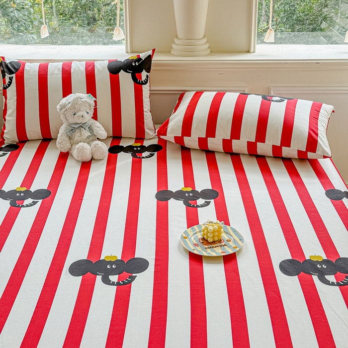 91家纺网 家纺一手货源 找家纺 2025新款全棉床单床笠 嘟嘟小象 床单款