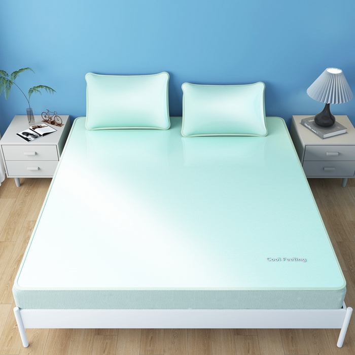 91家纺网 家纺一手货源 找家纺 2025新款云母冰川凉席床笠 云母冰川-绿（床笠）