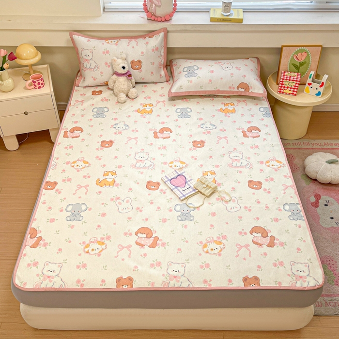 91家纺网 家纺一手货源 找家纺 （总）慕澄家纺 2025新款小清新印花真冰藤系列凉席床笠款