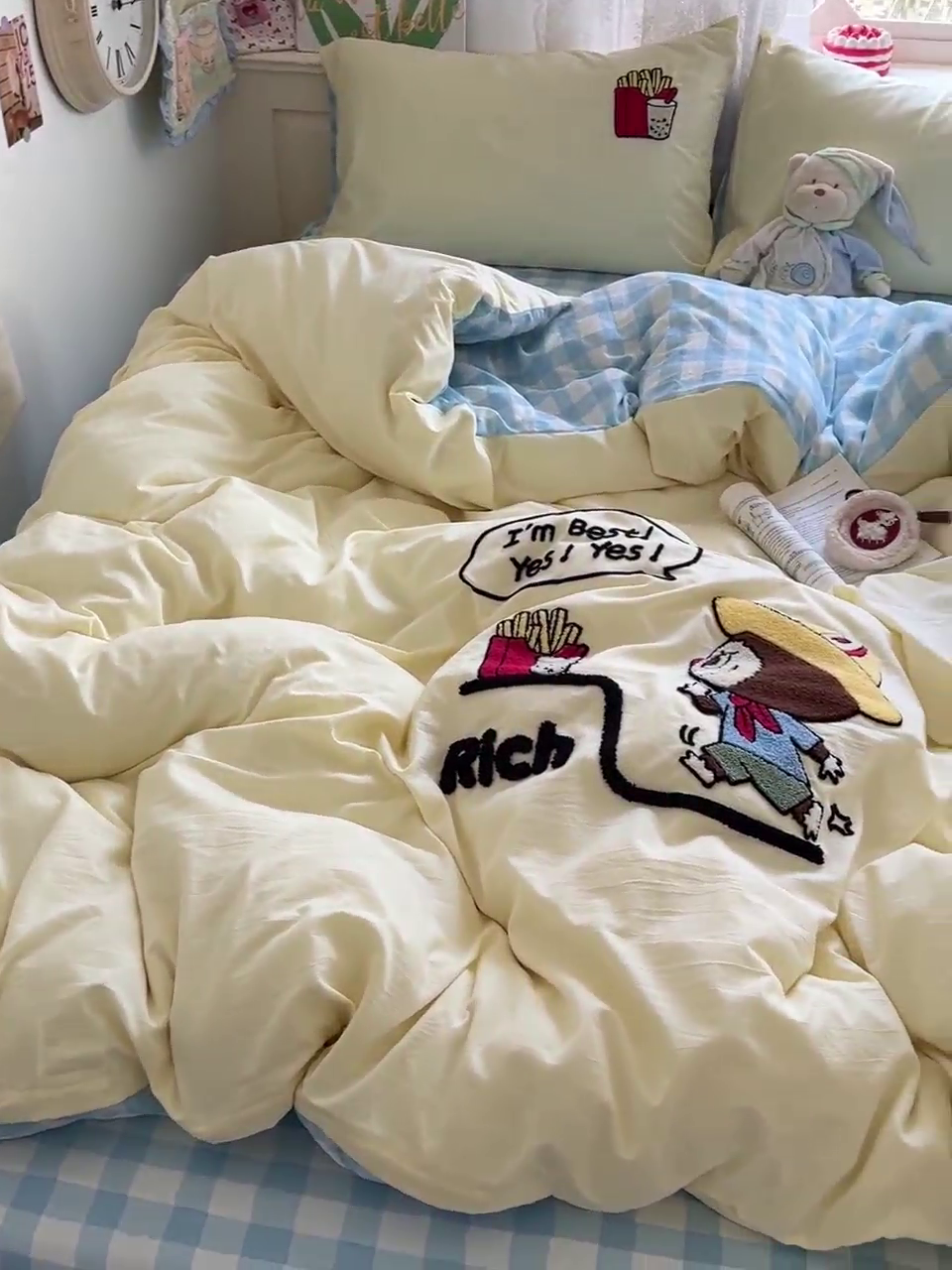 91家纺网 家纺一手货源 找家纺 曼谷家纺 2025新款软糯毛巾绣水洗棉四件套 布拉拉-芝士兰格