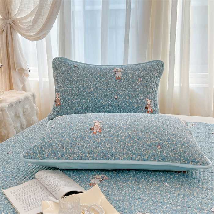 91家纺网 家纺一手货源 找家纺 恒爱 2025新款全棉印花单床盖 公主兔-蓝