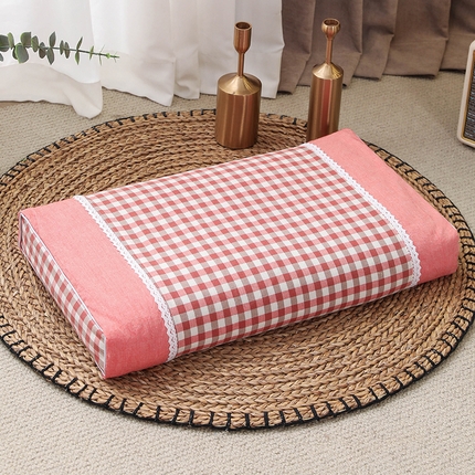 2025新款荞麦枕全棉水洗棉颈椎枕全荞麦壳枕头成人颈椎反弓养护枕 颈椎宫廷枕-粉色