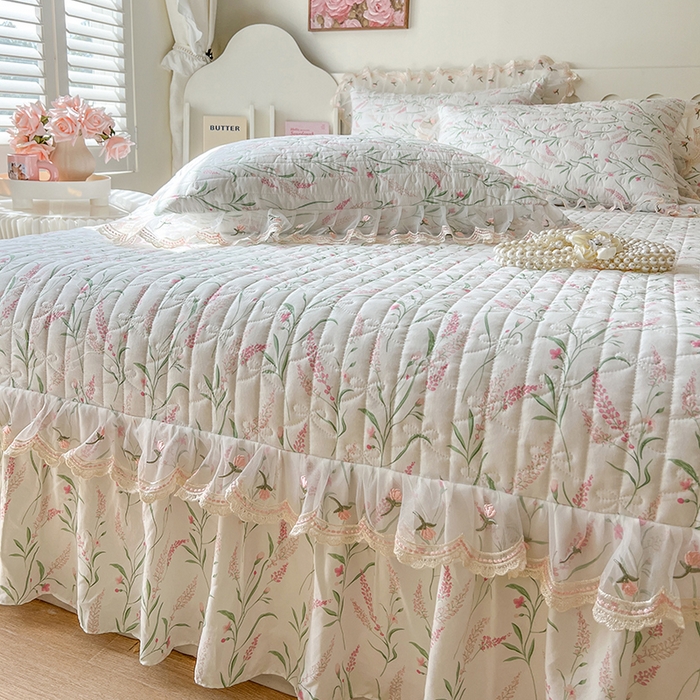 91家纺网 家纺一手货源 找家纺 网红馆 2025新款水洗棉印花床盖四件套 罗拉