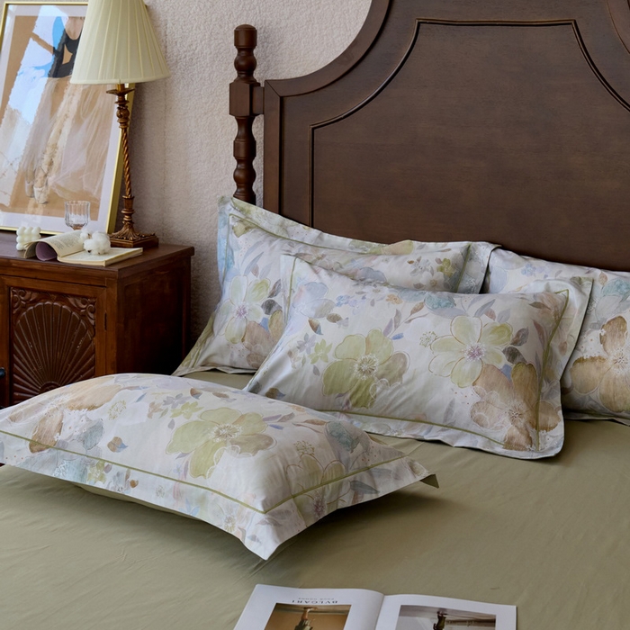 91家纺网 家纺一手货源 找家纺 由丽家纺 2025新款柔棉数码印花四件套系列 椿沐