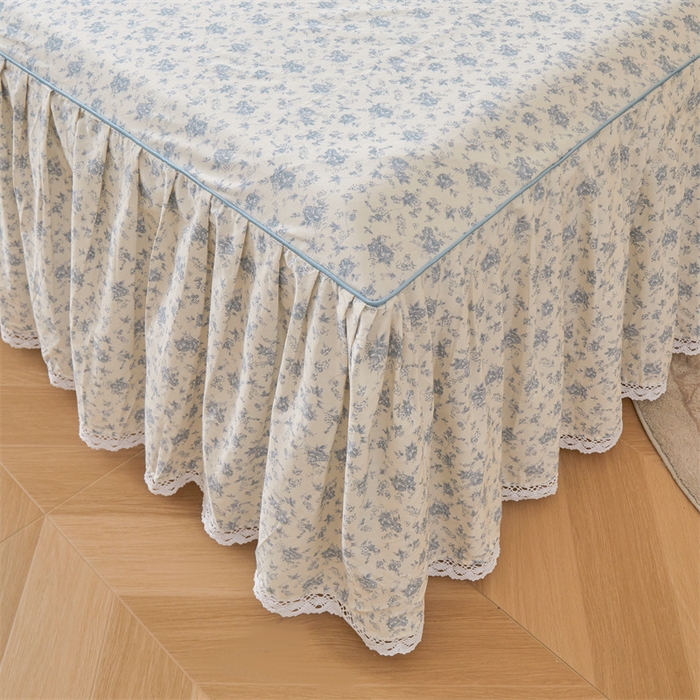 91家纺网 家纺一手货源 找家纺 2025新款韩版全棉公主风床裙单品 海韵花