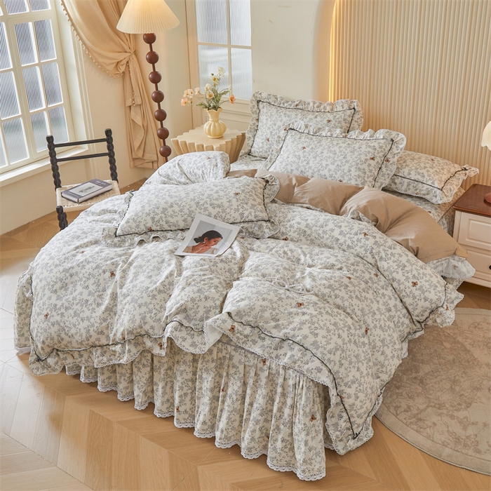 91家纺网 家纺一手货源 找家纺 2025新款韩版全棉公主风床裙单品 奥罗拉