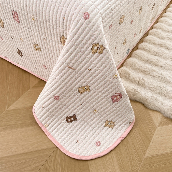 91家纺网 家纺一手货源 找家纺 恒爱 2025新款全棉印花单床盖 五彩熊