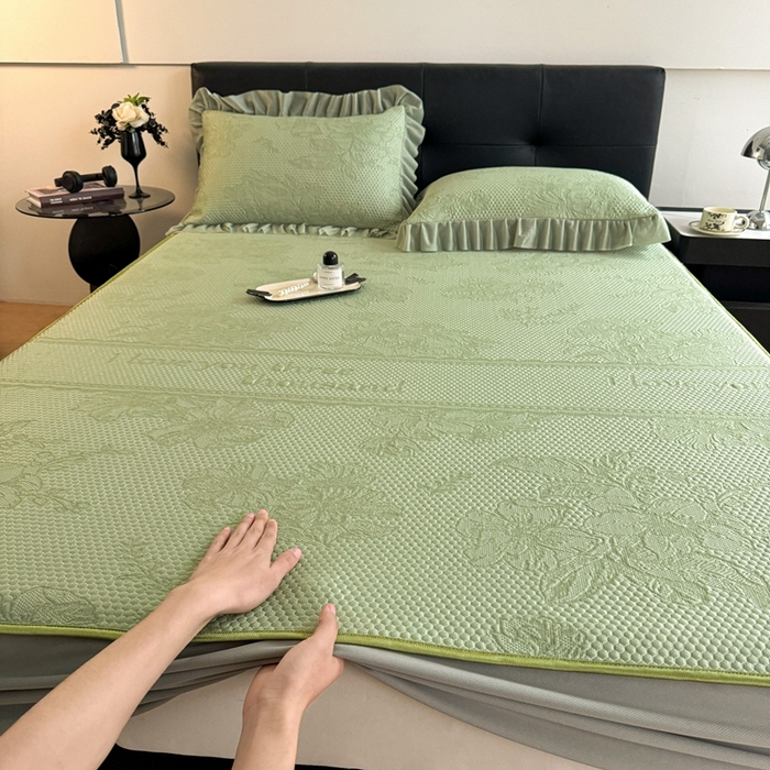 91家纺网 家纺一手货源 找家纺 2025新款凉感冰豆豆凉席床笠凉席席子-花之恋系列凉豆豆床笠花之恋系列 花之恋-绿色