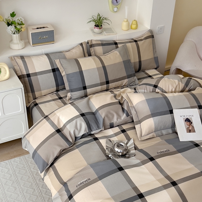 91家纺网 家纺一手货源 找家纺 优品阁 2024新款全棉磨毛四件套 曼迪-咖