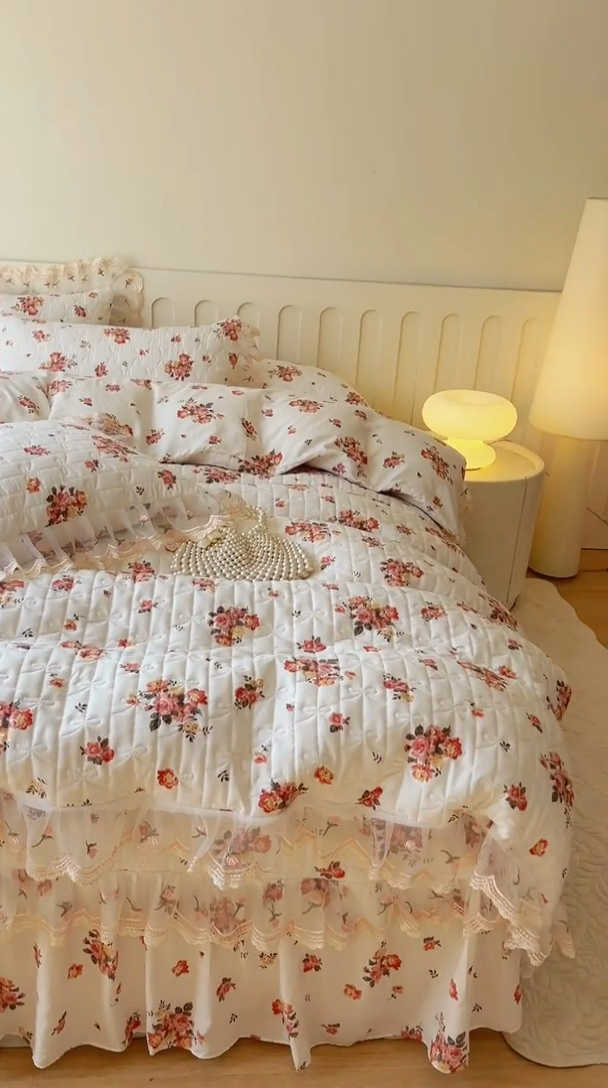 91家纺网 家纺一手货源 找家纺 网红馆 2025新款水洗棉印花床盖四件套 花花熊