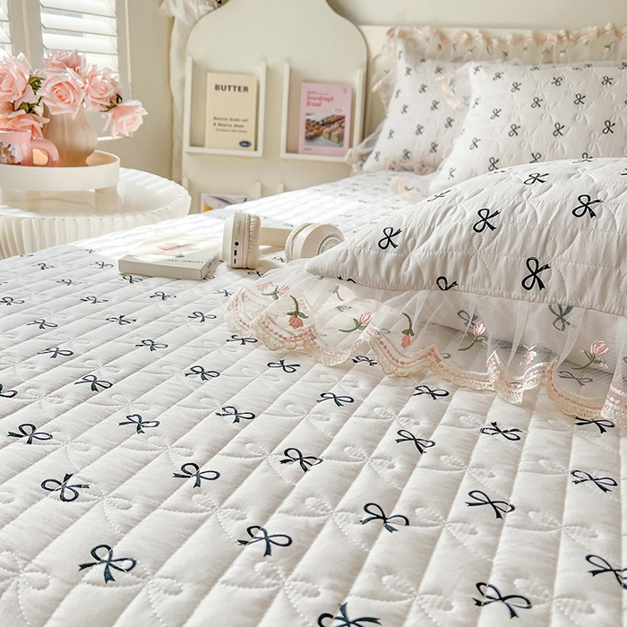 91家纺网 家纺一手货源 找家纺 网红馆 2025新款水洗棉印花床盖四件套 蝴蝶结