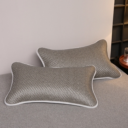 2025新款纯色冰藤全荞麦枕夏凉凉感枕芯冰丝冰藤枕头 纯色冰藤全荞麦枕-灰色 35*55cm